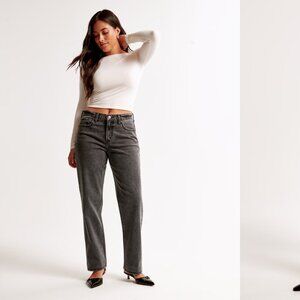 ABERCROMBIE & FITCH mid rise the 90s straight jeans in dark gray (2R/26)